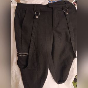 Black Suspender Cargo Pants